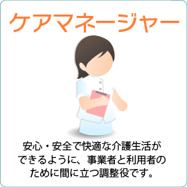 【ケアマネージャー】安心・安全で快適な介護生活ができるように、事業者と利用者のために間に立つ調整役です。